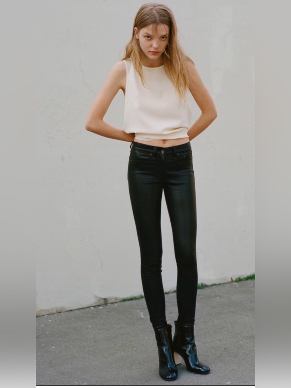 Rag & Bone Skinny High Rise black Leather pants 100% lamb leather